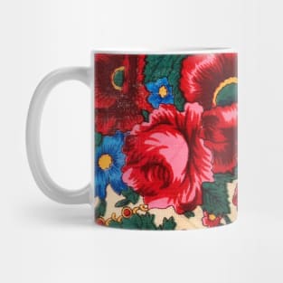 Antique Traditional Russian Folk Art Floral Design Mug